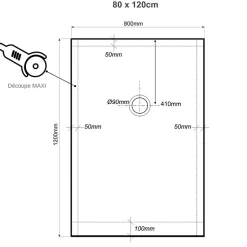 Receveur de douche extra plat à poser 80x120 Design reflet ardoisé Blanc