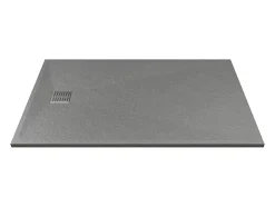 Receveur de douche extra plat à poser ou à encastrer recoupable en résine SMC - Gris - 140 x 90 cm - MIRNOSA