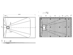 Receveur de douche extra plat à poser ou à encastrer recoupable en résine SMC - Gris - 140 x 90 cm - MIRNOSA