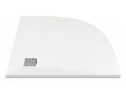 Receveur de douche extra plat à poser ou à encastrer recoupable en résine SMC en quart de cercle - Blanc - 90 x 90 cm - SYFORSA
