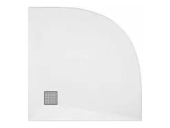 Receveur de douche extra plat à poser ou à encastrer recoupable en résine SMC en quart de cercle - Blanc - 90 x 90 cm - SYFORSA