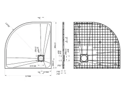 Receveur de douche extra plat à poser ou à encastrer recoupable en résine SMC en quart de cercle - Blanc - 90 x 90 cm - SYFORSA