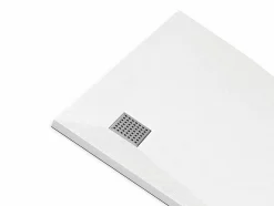 Receveur de douche extra plat à poser ou à encastrer recoupable en résine SMC en quart de cercle avec siphon - Blanc - 90 x 90 cm