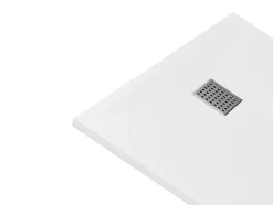 Receveur de douche extra plat à poser ou à encastrer recoupable en résine SMC avec siphon - Blanc - 120 x 90 cm - MIRNOSA