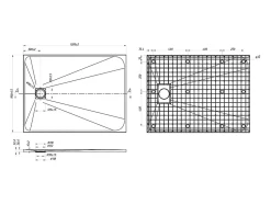 Receveur de douche extra plat à poser ou à encastrer recoupable en résine SMC avec siphon - Blanc - 120 x 90 cm - MIRNOSA