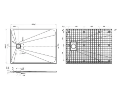 Receveur de douche extra plat à poser ou à encastrer recoupable en résine SMC avec siphon - Blanc - 120 x 90 cm - MIRNOSA