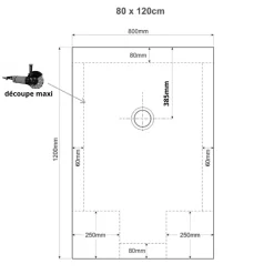 Receveur de douche extra plat 80x120 couleur taupe