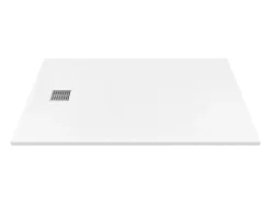 Receveur de douche extra plat à poser ou à encastrer recoupable en résine SMC - Blanc - 140 x 80 cm - MIRNOSA