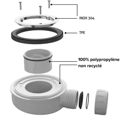 Receveur de Douche Extraplat 180x90cm Beige - Résine Minérale - Antidérapant - Effet Ardoise - Bonde Incluse - LAVABERG