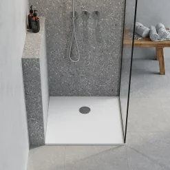 Receveur de douche extra-plat l.80 x L.80 cm blanc anti dérapant, GoodHome Leira