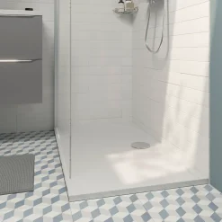 Receveur de douche extra-plat l.70 x L.140 cm blanc anti dérapant, GoodHome Limski