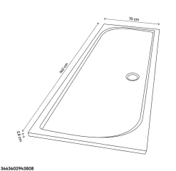 Receveur de douche extra-plat l.70 x L.140 cm blanc anti dérapant, GoodHome Limski