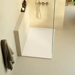 Receveur de Douche Extraplat 120x80cm Beige - Résine Minérale - Antidérapant - Effet Ardoise - Bonde Incluse - LAVABERG