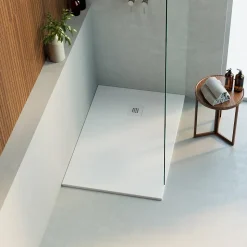 Receveur de Douche Extraplat 160x80cm Blanc - Résine Minérale - Antidérapant - Effet Ardoise - Bonde Incluse - LAVABERG