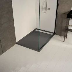 Receveur de douche extra-plat 80 x 120 cm, acrylique, gris, Galedo Pedra