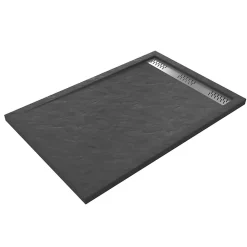 Receveur de douche extra-plat 80 x 120 cm, acrylique, gris, Galedo Pedra