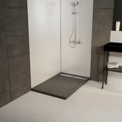 Receveur de douche extra-plat 80 x 120 cm, acrylique, gris, Galedo Pedra
