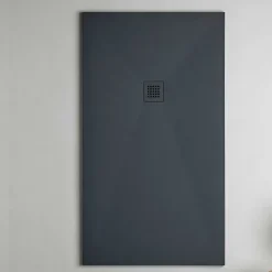 Receveur de Douche Extraplat 100x160cm Graphite - Résine Minérale - Antidérapant - Effet Pierre Naturelle - RÉSIGRÈS.