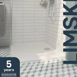 Receveur de douche extra-plat l.90 x L.120 cm blanc anti dérapant, GoodHome Limski