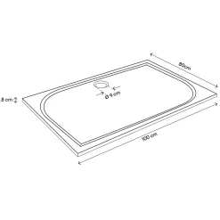 Receveur de douche extra-plat l.80 x L.100 cm blanc anti dérapant, GoodHome Limski