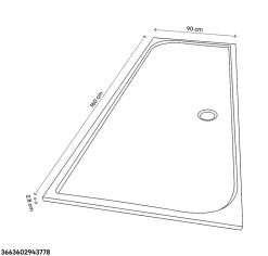 Receveur de douche extra-plat l.90 x L.160 cm blanc anti dérapant, GoodHome Limski