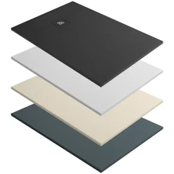 Receveur de Douche Extraplat 120x80cm Gris - Résine Minérale - Antidérapant - Effet Ardoise - Bonde Incluse - LAVABERG