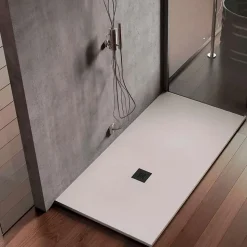 Receveur de douche extraplat blanc 75 x 110 cm grille noire Hos's - POALGI