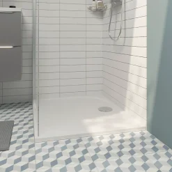 Receveur de douche extra-plat l.80 x L.140 cm blanc anti dérapant, GoodHome Limski