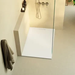 Receveur de Douche Extraplat 180x80cm Blanc - Résine Minérale - Antidérapant - Effet Ardoise - Bonde Incluse - LAVABERG