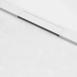 Receveur de Douche Extraplat 180x80cm Blanc - Résine Minérale - Antidérapant - Effet Ardoise - Bonde Incluse - LAVABERG