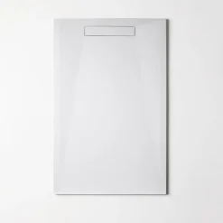 Receveur de Douche Extraplat 100X180cm Blanc - Résine Minérale - Antidérapant - Effet Pierre Naturelle - RÉSIGRÈS.