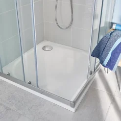 Receveur de douche extra-plat l.80 x L.80 cm blanc anti dérapant, GoodHome Limski