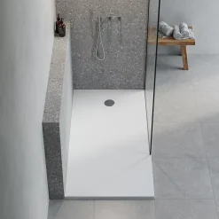 Receveur de douche extra-plat l.80 x L.100 cm blanc anti dérapant, GoodHome Leira