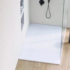 Receveur de Douche Extraplat 70X140cm Blanc - Résine Minérale - Antidérapant - Effet Pierre Naturelle - RÉSIGRÈS.