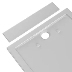 Receveur de douche fonte minérale, Blanc mat, 160x80x4.5cm, Bac à douche antidérapant, Pente écoulement, Sans bonde