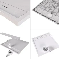 Receveur de douche HIEMAL 90 x 140 cm résine Blanc aspect ardoise + bonde incluse - Saniverre