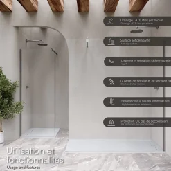 Receveur de douche HIEMAL 70 x 100 cm résine Blanc aspect ardoise + bonde incluse - Saniverre