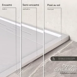 Receveur de douche HIEMAL 70 x 100 cm résine Blanc aspect ardoise + bonde incluse - Saniverre