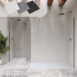 Receveur de douche HIEMAL 70 x 100 cm résine Blanc aspect ardoise + bonde incluse - Saniverre