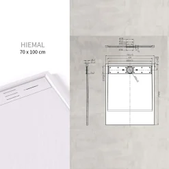 Receveur de douche HIEMAL 70 x 100 cm résine Blanc aspect ardoise + bonde incluse - Saniverre