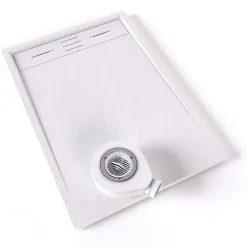 Receveur de douche HIEMAL 70 x 100 cm résine Blanc aspect ardoise + bonde incluse - Saniverre