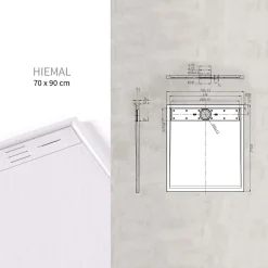 Receveur de douche HIEMAL 70 x 90 cm résine Blanc aspect ardoise + bonde incluse - Saniverre
