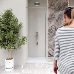 Receveur de douche HIEMAL 70 x 90 cm résine Blanc aspect ardoise + bonde incluse - Saniverre
