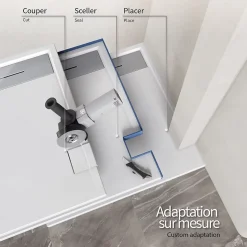 Receveur de douche HIEMAL INOX 80 x 160 cm résine Blanc aspect ardoise + bonde inox incluse - Saniverre