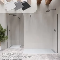 Receveur de douche HIEMAL INOX 80 x 160 cm résine Blanc aspect ardoise + bonde inox incluse - Saniverre