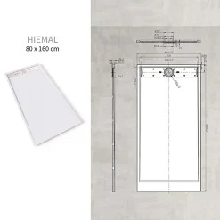 Receveur de douche HIEMAL INOX 80 x 160 cm résine Blanc aspect ardoise + bonde inox incluse - Saniverre
