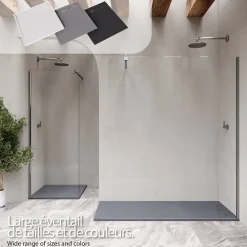 Receveur de douche HIEMAL 80 x 100 cm résine Gris aspect ardoise + bonde incluse - Saniverre