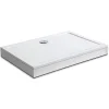 Receveur de douche italienne 110x80cm blanc, extra-plat, Bac à douche avec le kit de plinthe, 8 pieds, bonde de douche et siphon