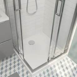 Receveur de douche L.80 x l.80 cm blanc en résine, GoodHome Cavally