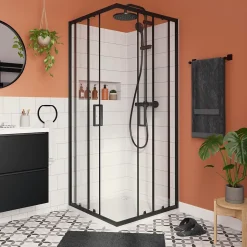 Receveur de douche L.80 x l.80 cm blanc en résine, GoodHome Cavally